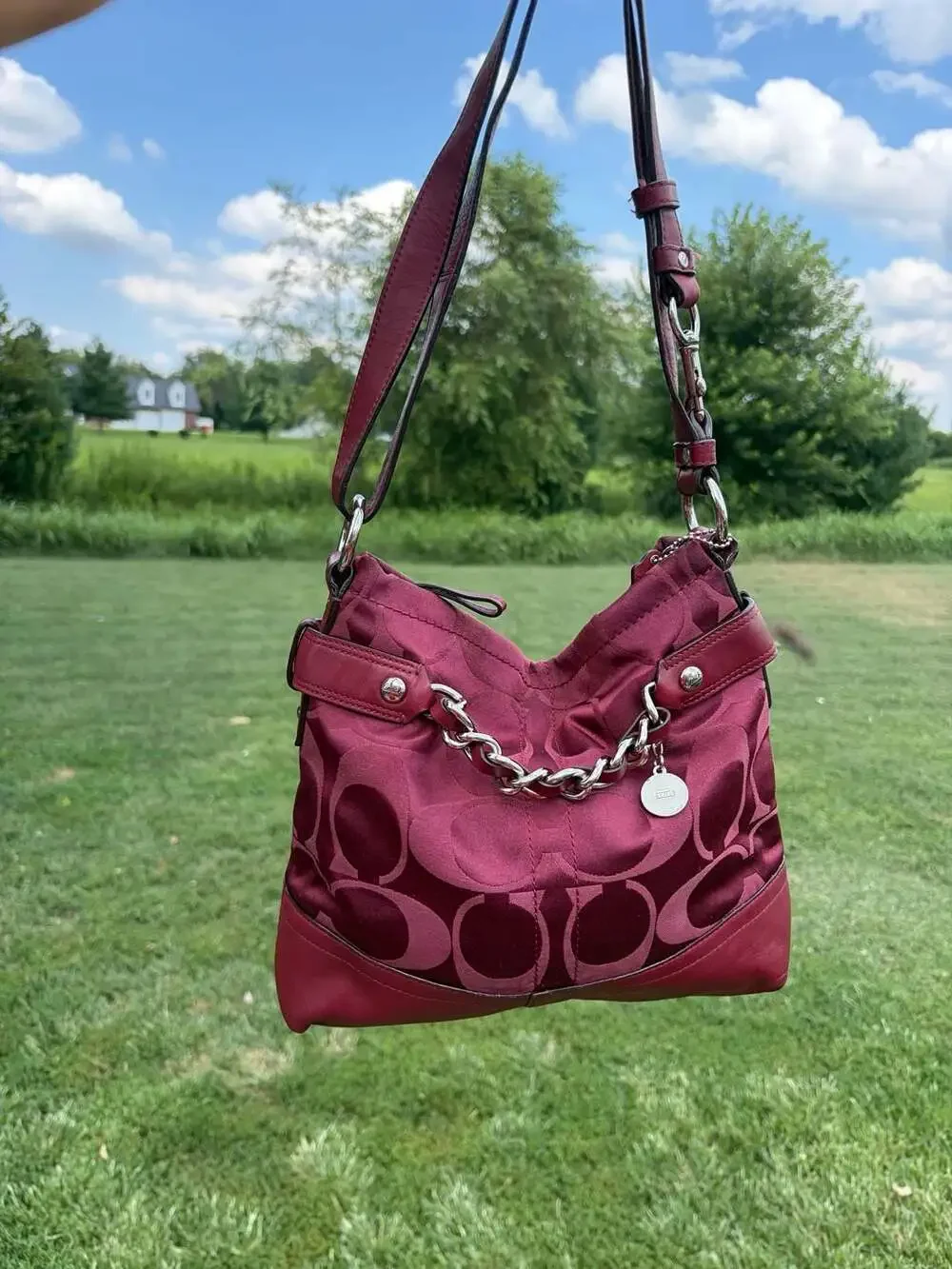 Coach F13862 Penelope Signature Satin Chain Hobo Bag